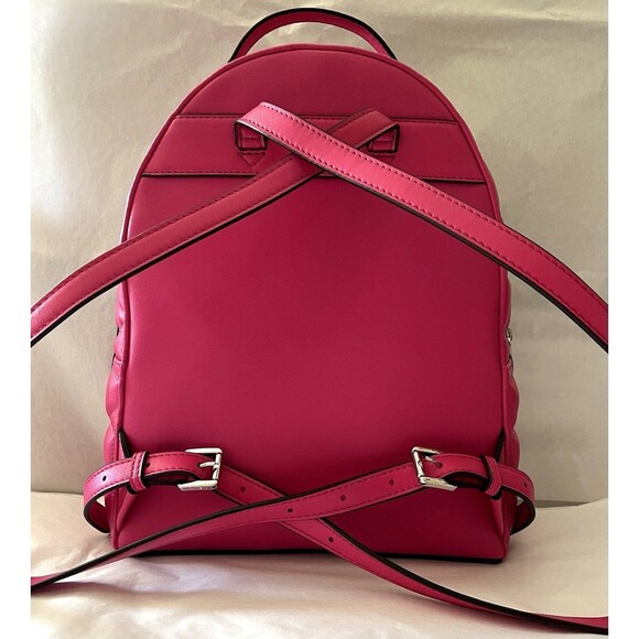 New Michael Kors Sheila Medium Backpack Quilted Dragon Fruit - Picture 3 of 6